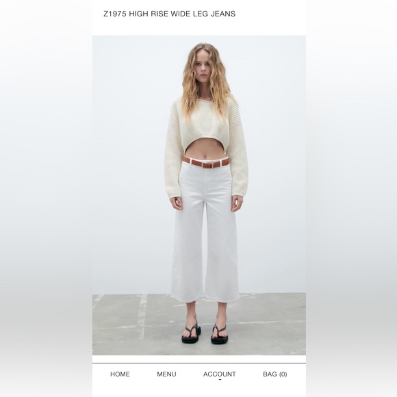 ZARA - Cropped Wide Leg White Jeans - Picture 5 of 5